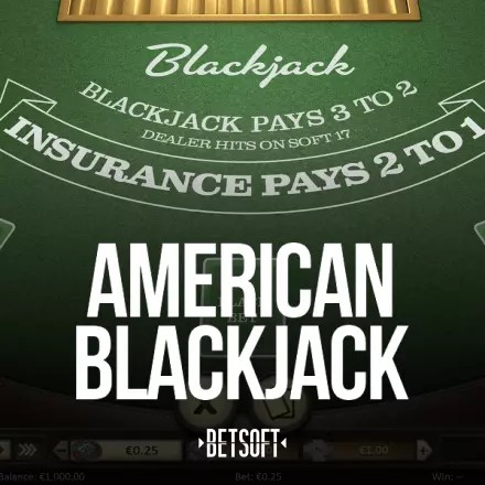 American Blackjack slot logo by Betsoft Gaming at Frank Casino